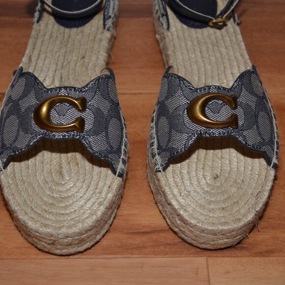 Coach Dillon Midnight Navy NEW w/box Jaquard Ankle strap Espadrilles - Picture 11 of 16